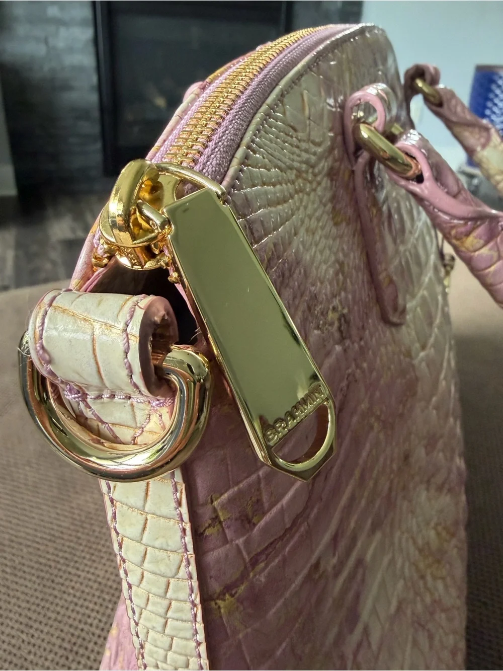 Brahmin Croc-Embossed Satchel Lilac Duxbury Satchel - Picture 4 of 10
